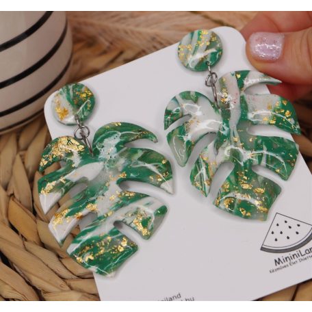 Lógós Monstera levél, könnyezőpálma fülbevaló