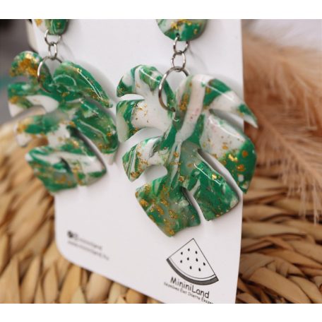 Lógós Monstera levél, könnyezőpálma fülbevaló