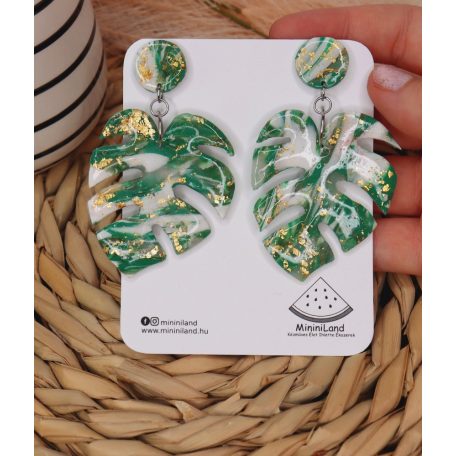 Lógós Monstera levél, könnyezőpálma fülbevaló