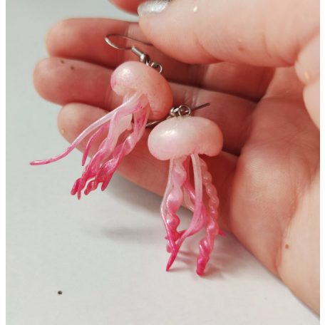 Rózsaszín medúza fülbevaló