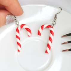 Candy Cane karácsonyi nyalóka fülbevaló