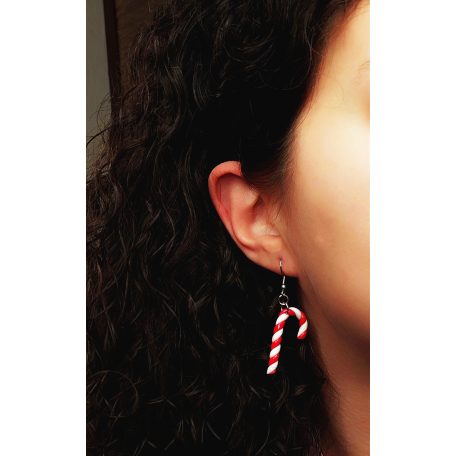 Candy Cane karácsonyi nyalóka fülbevaló