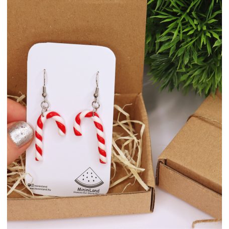 Candy Cane karácsonyi nyalóka fülbevaló