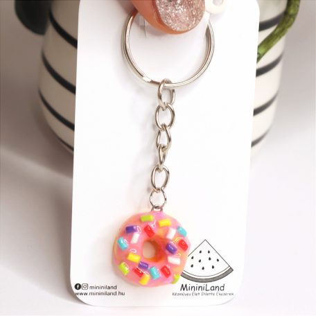 Pink Donut Keychain