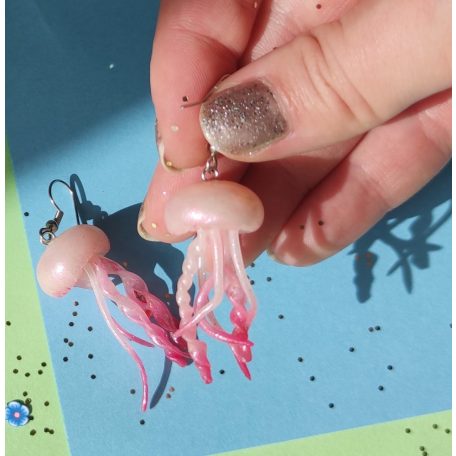 Rózsaszín medúza fülbevaló