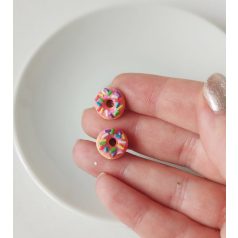 Rózsaszín cukorkás fánk fülbevaló