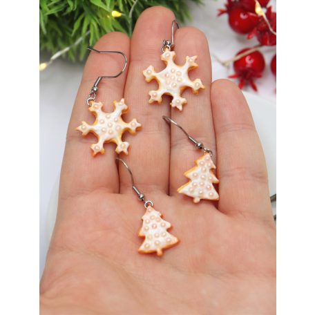 Karácsonyi cukormázas mézeskalács fülbevaló