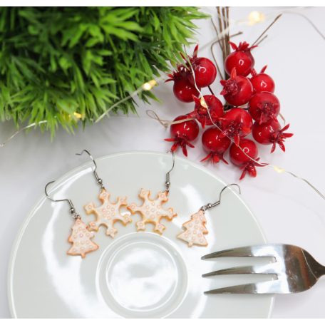 Karácsonyi cukormázas mézeskalács fülbevaló