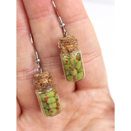Üveges olajbogyó befőtt fülbevaló
