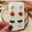 Halloweeni fülbevaló szett - 3 pár