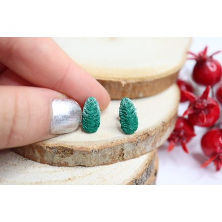 Fenyőág és toboz fülbevaló