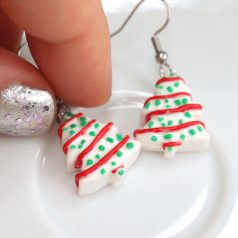 Cukormázas karácsonyfa torta fülbevaló