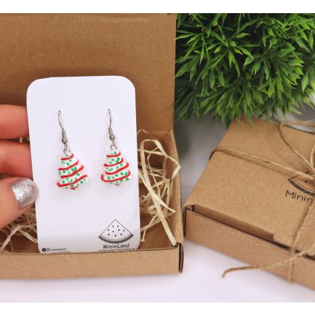 Cukormázas karácsonyfa torta fülbevaló