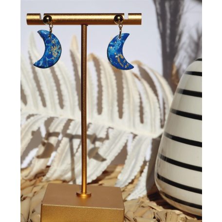 Lógós királykék hold fülbevaló