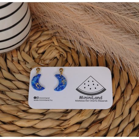 Lógós királykék hold fülbevaló