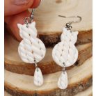 Kötött fehér cica fülbevaló