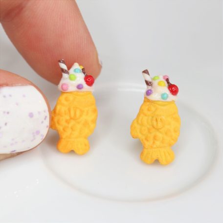 Taiyaki hal gofri fagyival bedugós fülbevaló