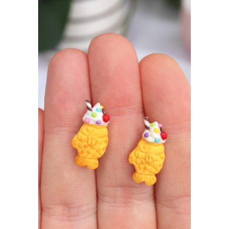 Taiyaki hal gofri fagyival bedugós fülbevaló