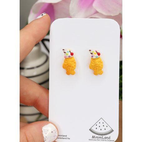 Taiyaki hal gofri fagyival bedugós fülbevaló