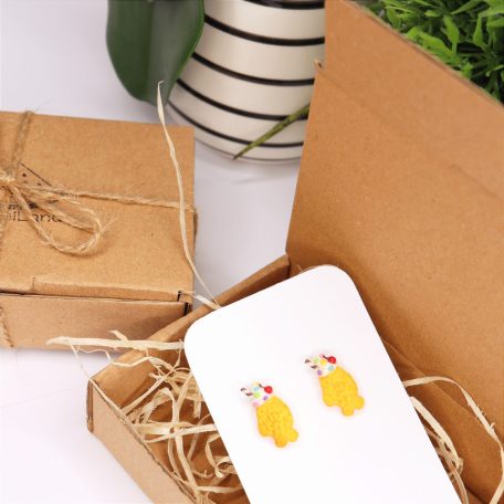 Taiyaki hal gofri fagyival bedugós fülbevaló