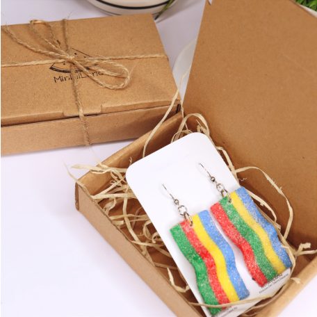 Szivárványos gumicukor fülbevaló