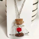 Mini terrárium rózsa üvegcse nyaklánc