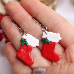 Mikulás zokni fülbevaló