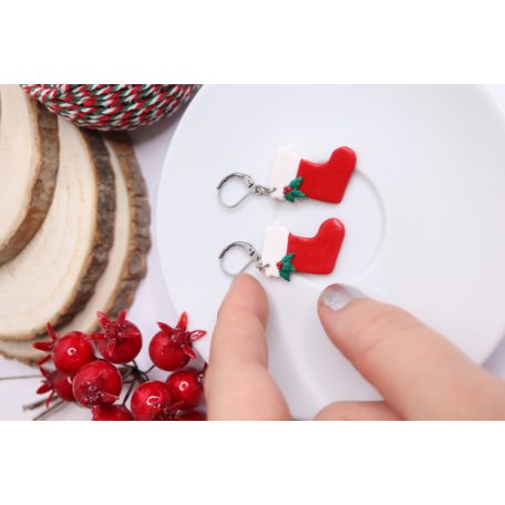 Mikulás zokni fülbevaló