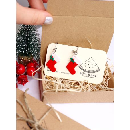 Mikulás zokni fülbevaló