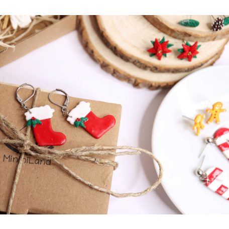 Mikulás zokni fülbevaló