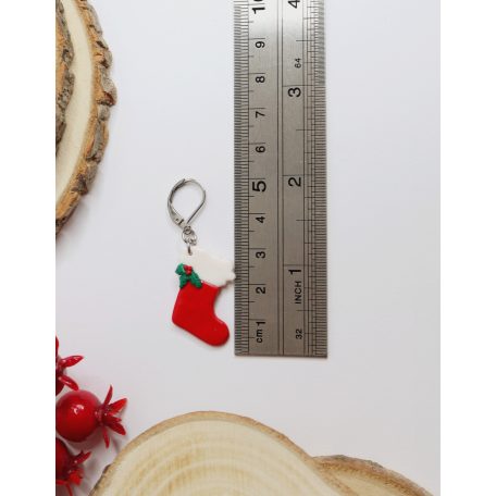 Mikulás zokni fülbevaló