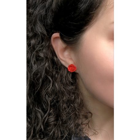 Vörös rózsa fülbevaló