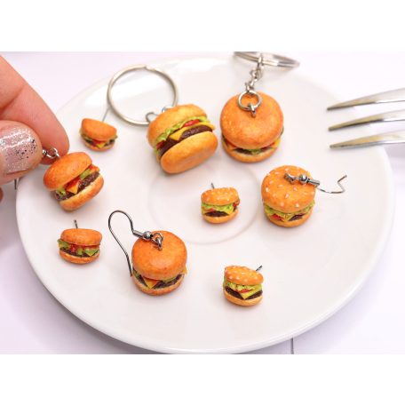 Hamburger kulcstartó