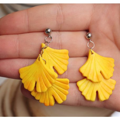 Sárga ginkgo biloba, páfrányfenyő fülbevaló