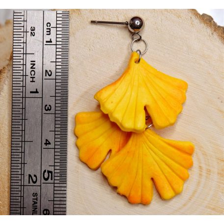 Sárga ginkgo biloba, páfrányfenyő fülbevaló