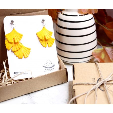 Sárga ginkgo biloba, páfrányfenyő fülbevaló
