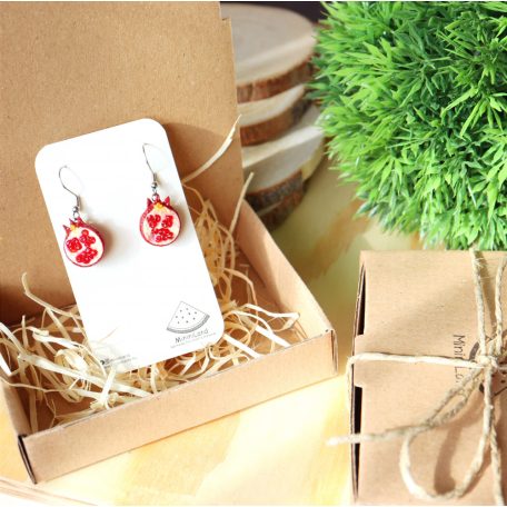 Lógós gránátalma fülbevaló