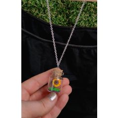 Mini terrárium napraforgó üvegcse nyaklánc