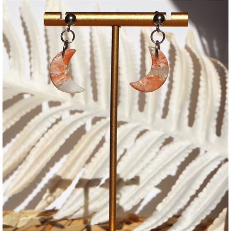 Lógós narancssárga hold fülbevaló