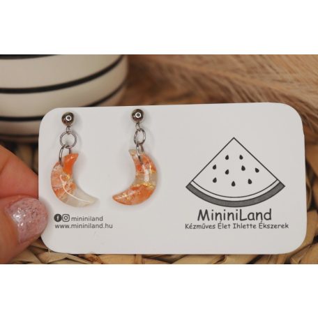 Lógós narancssárga hold fülbevaló