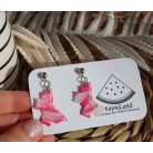 Márvány hatású lógós pillangó fülbevaló