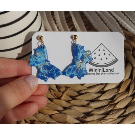 Márvány hatású lógós pillangó fülbevaló