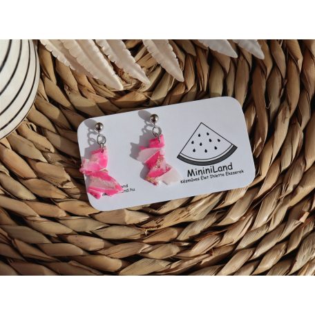 Márvány hatású lógós pillangó fülbevaló