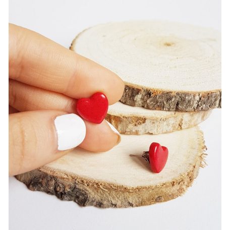 Piros szív fülbevaló