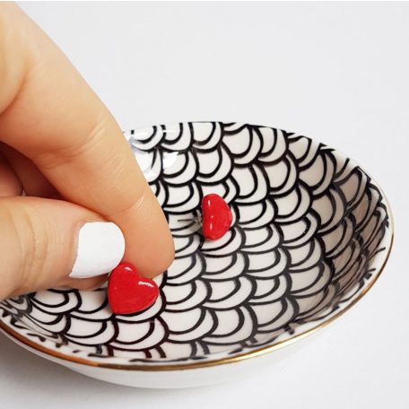 Piros szív fülbevaló