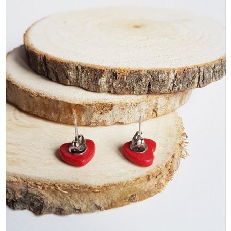 Piros szív fülbevaló